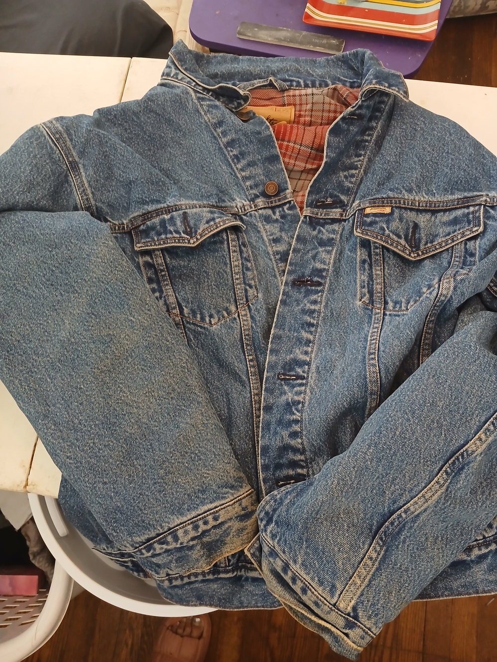 Levi's Blue Denim Jacket with Plaid Lining
